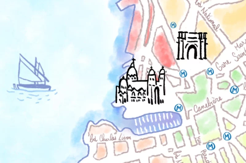 carte de marseille à l'aquarelle pour paris première
