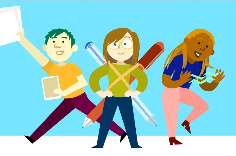 creation de video explicative pour concours étudiant. paris orleans, personnage colorés en vectoriel, animation en motion design.